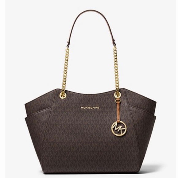 XL Jet Set Chain Shoulder Brown Tote - Picture 1 of 3